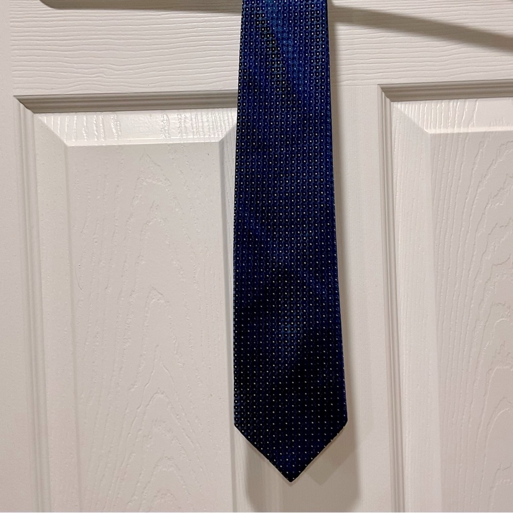 Elegant Blue Tie with small silver dots